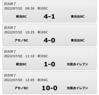 7月2､9日　試合結果