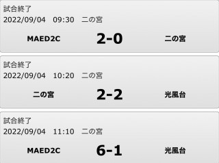 9月4日　6年生試合結果