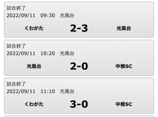 9月11日　6年生試合結果