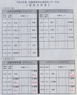 近畿高等学校選抜ホッケー大会（近畿予選）２日目