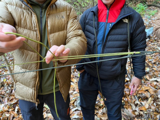 タープの張り方のロープワークと焚き火講習