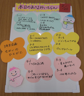 朝読み一覧と黒板装飾