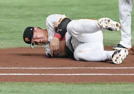 東京ドーム　主砲岡本が離脱　　　出舞