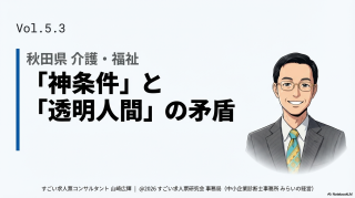秋田県｜介護、福祉｜「神条件」と「透明人間」の矛盾。証拠なき主張が招く強烈な不信感【すごくない求人票Vol.5.3】