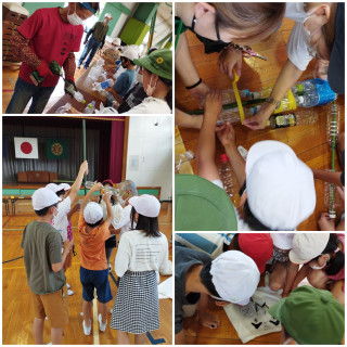 5年生の稲作体験で「かかし作り」が行われました