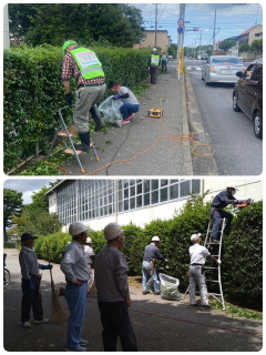 地域ボランティアとPTA役員剪定作業/PTA除草作業/全校美化活動が行われました
