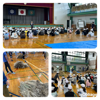 5年生　稲作体験「脱穀」