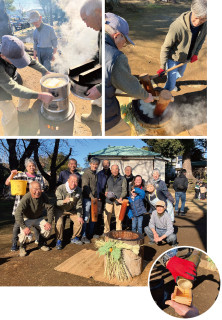 年末恒例餅つき（有志）＆焼き芋会（子ども会）