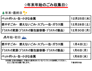 年末年始のごみの収集