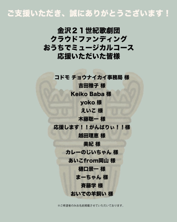 クラウドファンディングへのご支援ありがとうございます！